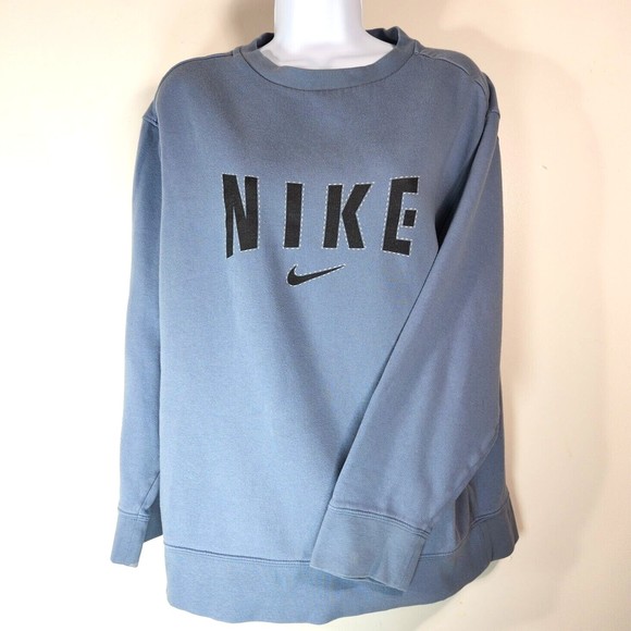 Vintage Woman's Nike Sweatshirt Sz. XL Blue Spell Out Logo Front LS 100% Cotton - Picture 10 of 10